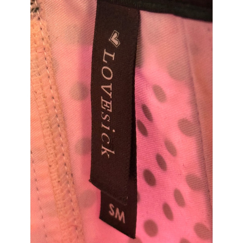 Lovesick Pink Black Polka Dot Ruffle Corset Top Satin Bow Lace Up Back Small - Picture 8 of 8